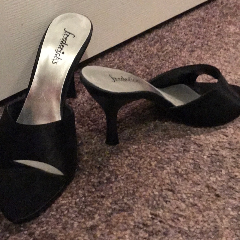 Black satin heel